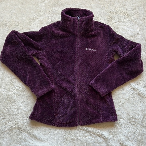 Columbia Full-Zip Plush Fleece Jacket Deep Purple Soft Cozy Layer Small - Picture 1 of 7
